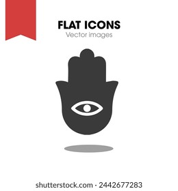 Hamsa Icon. Line Art Style Design Isolated On White Background
