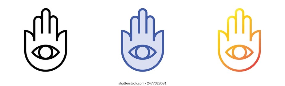 hamsa icon. Linear, Blue Fill and Gradient Style Design Isolated On White Background