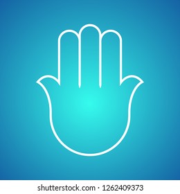 Hamsa Icon. Outline. Popular Arabic and Jewish amulet. Vector illustration. Mystic, alchemy, occult concept. Astrology, esoteric, religion.