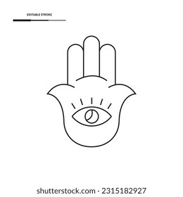 Hamsa Line Icon Vector Design.
