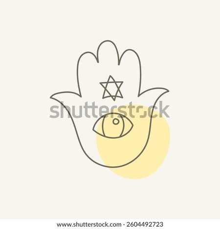 Hamsa line icon vector. Jewish holiday outline object, hand draw.