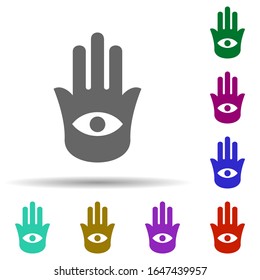 Hamsa in multi color style icon. Simple glyph, flat vector of world religiosity icons for ui and ux, website or mobile application