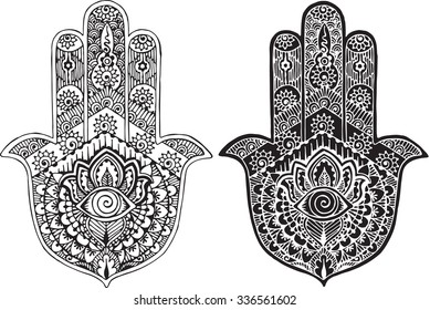 Hamsa pintada al estilo mehndi