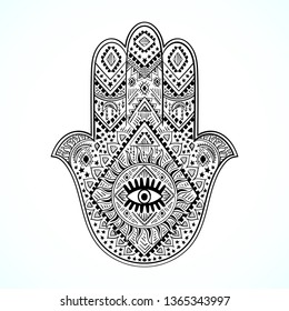 Color Hamsa Hand Drawn Symbol Decorative Stock Vector (Royalty Free ...