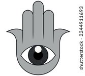 Hamsa protection symbol vector design, hand of fatima symbol, illustration of Jamsa with god