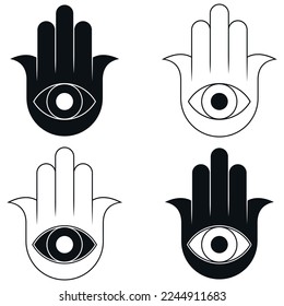 Hamsa protection symbol vector design, hand of fatima symbol, illustration of Jamsa with god's eye