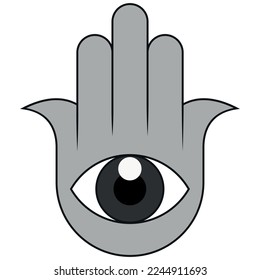 Hamsa protection symbol vector design, hand of fatima symbol, illustration of Jamsa with god's eye
