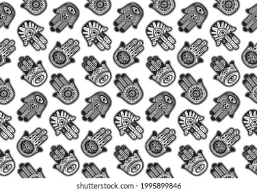 Hamsa Seamless Pattern. Henna mehndi tattoo oriental ornament.