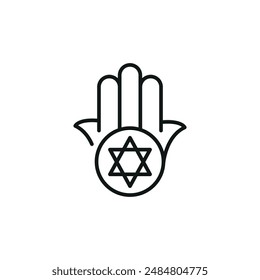 Hamsa with Star of David icon. Simple Hamsa with Star of David icon for social media, app, and web design. Vector illustration