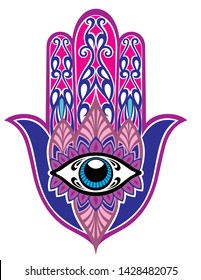 Hamsa symbol. Decorative pattern. The ancient sign of "Hand of Fatima".