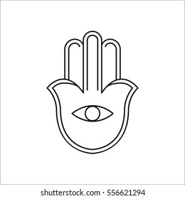 Hamsa symbol sign line icon on background