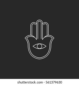 Hamsa symbol sign line icon on background