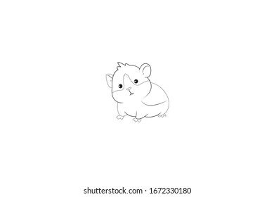 Hamster Animal Cartoon Vector Outline Illustration