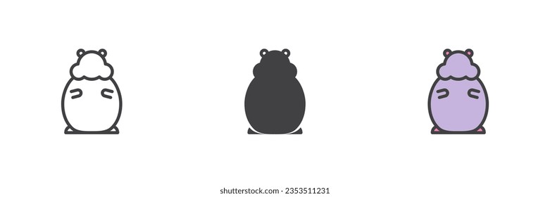 Hamster animal different style icon set. Line, glyph and filled outline colorful version, outline and filled vector sign. Symbol, logo illustration. Vector graphics