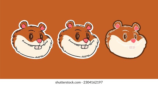 hamster animal hand drawn illustration. logo hamster animal and stickers. illustration flat symbol hamster animal set
