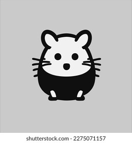 Hamster animal illustration logo, hamster silhouette isolated on gray background