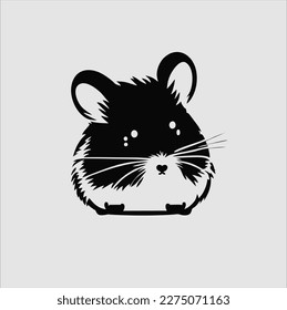 Hamsterlogo für Tiergrafik, Hamstersilhouette einzeln auf grauem Hintergrund