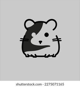 Hamsterlogo für Tiergrafik, Hamstersilhouette einzeln auf grauem Hintergrund