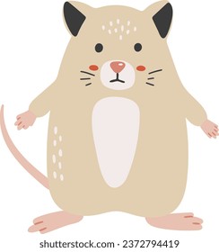 Hamstervektor, abstrakter Babyhamster, Hamsterbaby-Tier, süßes Bauerntier einzeln, bezaubernder Hamster für den Druck, Vektorgrafik