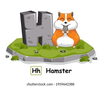 Hamster Animals Rock Stone Alphabet Letter H