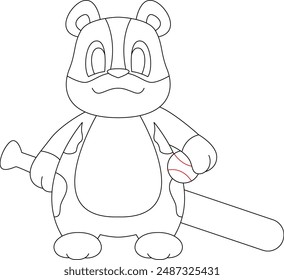 Hamster Baseball Baseball bat Sports Animal Vector Graphic Art Illustration