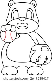 Hamster Baseball Luva de Beisebol Animal Vetor Ilustração de Arte Gráfica