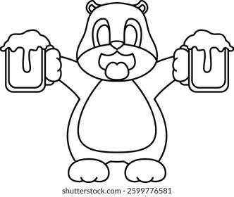 Hamster Beer Animal Vector Graphic Art Illustration