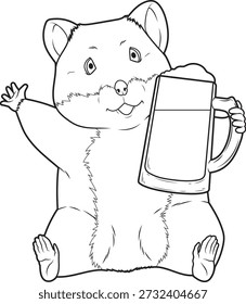 Hamster Beer Animal Vector Graphic Art Illustration