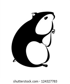 Hamster, black and white vector illustration, stylization.