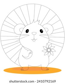 Hamster-Schwarz-Weiß-Vektorgrafik für Kinder 