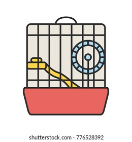 Hamster cage color icon. Rodent wheel. Isolated vector illustration