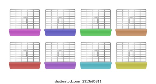 Hamster cage colorful illustration set.
