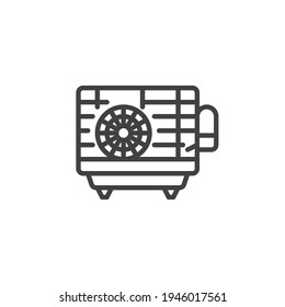 Hamster cage line icon. linear style sign for mobile concept and web design. Pet cage with hamster wheel outline vector icon. Symbol, logo illustration. Vector graphics