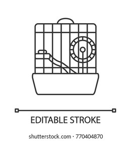 Hamster cage linear icon. Thin line illustration. Rodent wheel. Contour symbol. Vector isolated outline drawing. Editable stroke