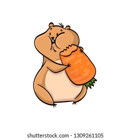 hamster with carrot cartoon colorful funny animal