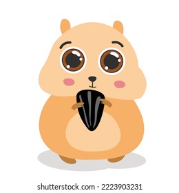 hamster cartoon animal - cute hamster eating clipart vector