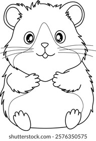 Hamster cartoon line art for coloring book pages