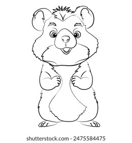 Hamster cartoon line drawing for kids