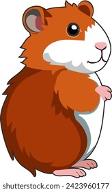 Hamster cartoon, pet, vector, hamster side view.