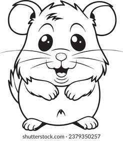 hamster cartoon style coloring page for kids