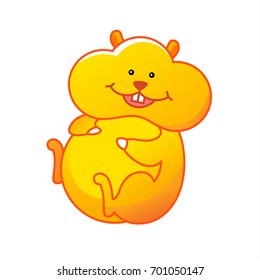 Hamster character lying or sitting. Great for illustration emotions. The hero for the advertisement of food or children's goods. Modern cartoon style for logo. 