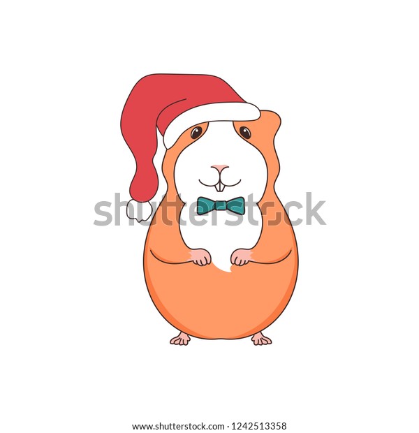 Hamster Christmas Hat Red Cartoon Hamster Stock Vector Royalty Free 1242513358
