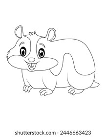 Hamster coloring book page for kids