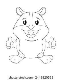 Hamster coloring book page for kids
