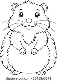 Hamster coloring page with pet animal design for kids coloring and learning