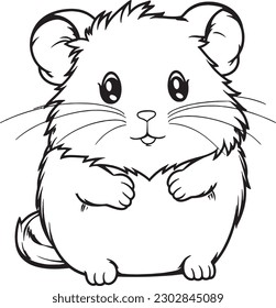 A Hamster, colouring book for kids, vector illustration, Animals