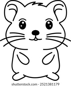 Hamster Cute Illustration Contorno Preto Branco