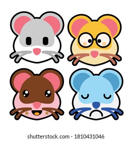 Hamstersüße Vektorkariktortiere. Hamster Emoji Icon Set.