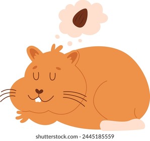 Hamster Dreaming About Food Vector Illustration