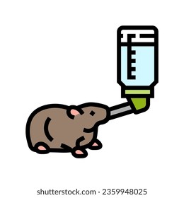 hamster drink water color icon vector. hamster drink water sign. isolated symbol illustration